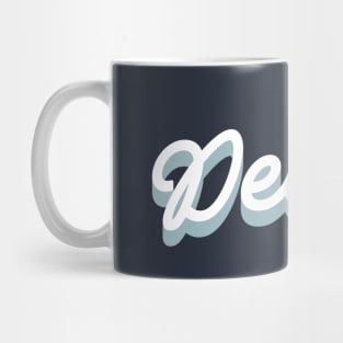 detroit cursive script Mug